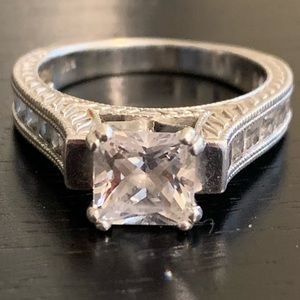 Princess Cut Stone Set on a Sterling Silver Ring